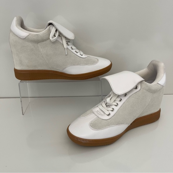JEFFREY CAMPBELL Hidden Wedge Leather Sneakers in White NEW - Picture 4 of 13